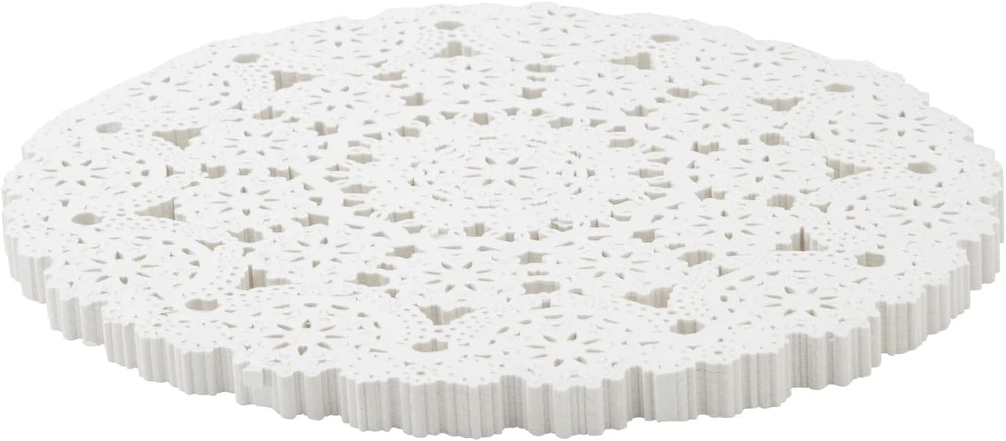 Juvale White Lace Paper Doilies for Tea Party Decorations - 12 in Round, 200 Pack Disposable Paper Placemats