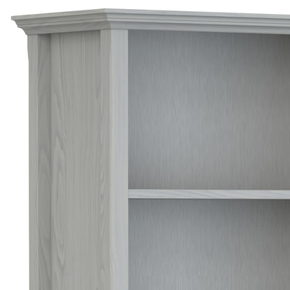 SIMPLIHOME Amherst Bookcase - 70 inch Tall 5-Shelf Solid Wood Bookshelf in Fog Grey, Transitional Storage for Living Room, Study Room or Office with Adjustable Shelves and Tapered Legs