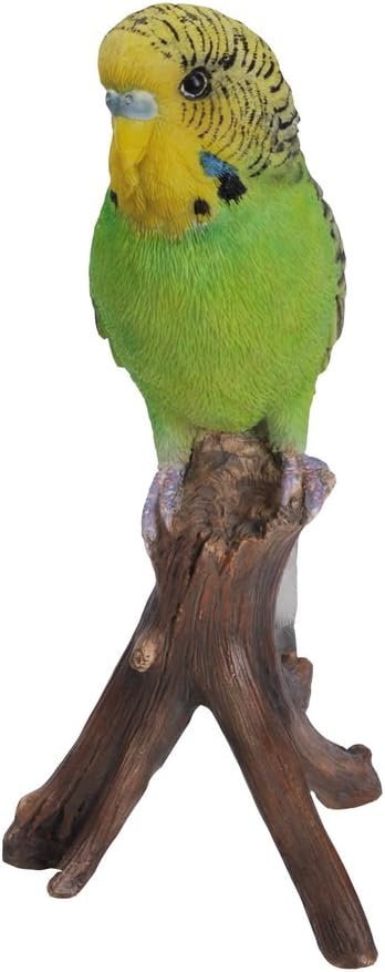 Hi-Line Gift Ltd Green Budgie on Branch Statue