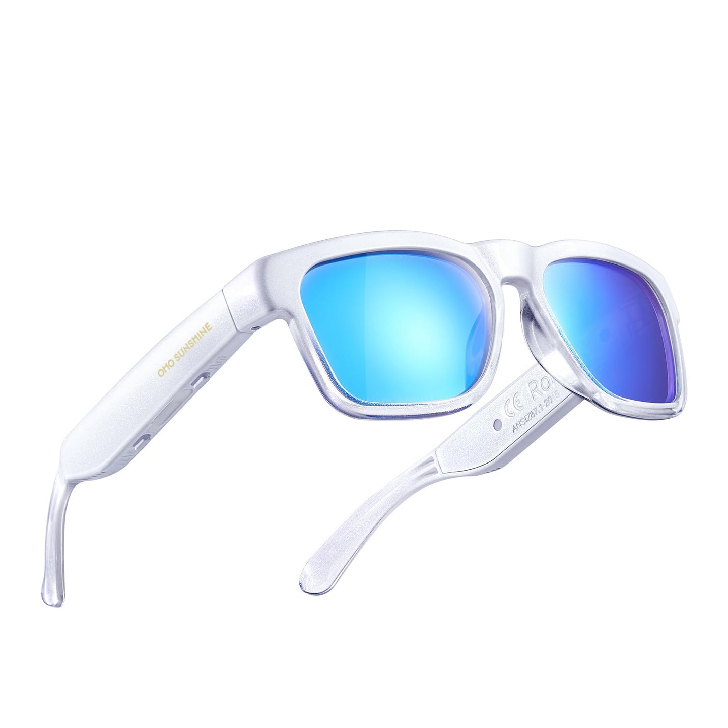 OhO Smart Glasses,Safety Glasses with Bluetooth Speaker,Indoor/Outdoor UV Protection and Voice Control,Unisex(Blue Light Lens)