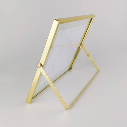 CROXXID 8x10 Picture Frame set of 2, for 5x7 6x8 with Floating Effect, for 8 x 10 without Floating, Double Real Glass Photo Frames Only for Tabletop, Home or Wedding Decoration Gift (Horizontal Gold)