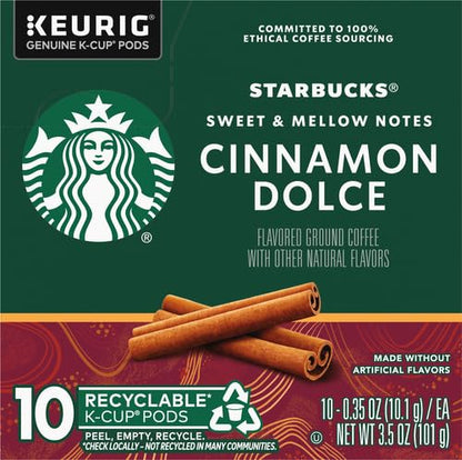 Starbucks K-Cup Coffee Pods - Cinnamon Dolce Flavored, 100% Arabica, 20 Pods Total