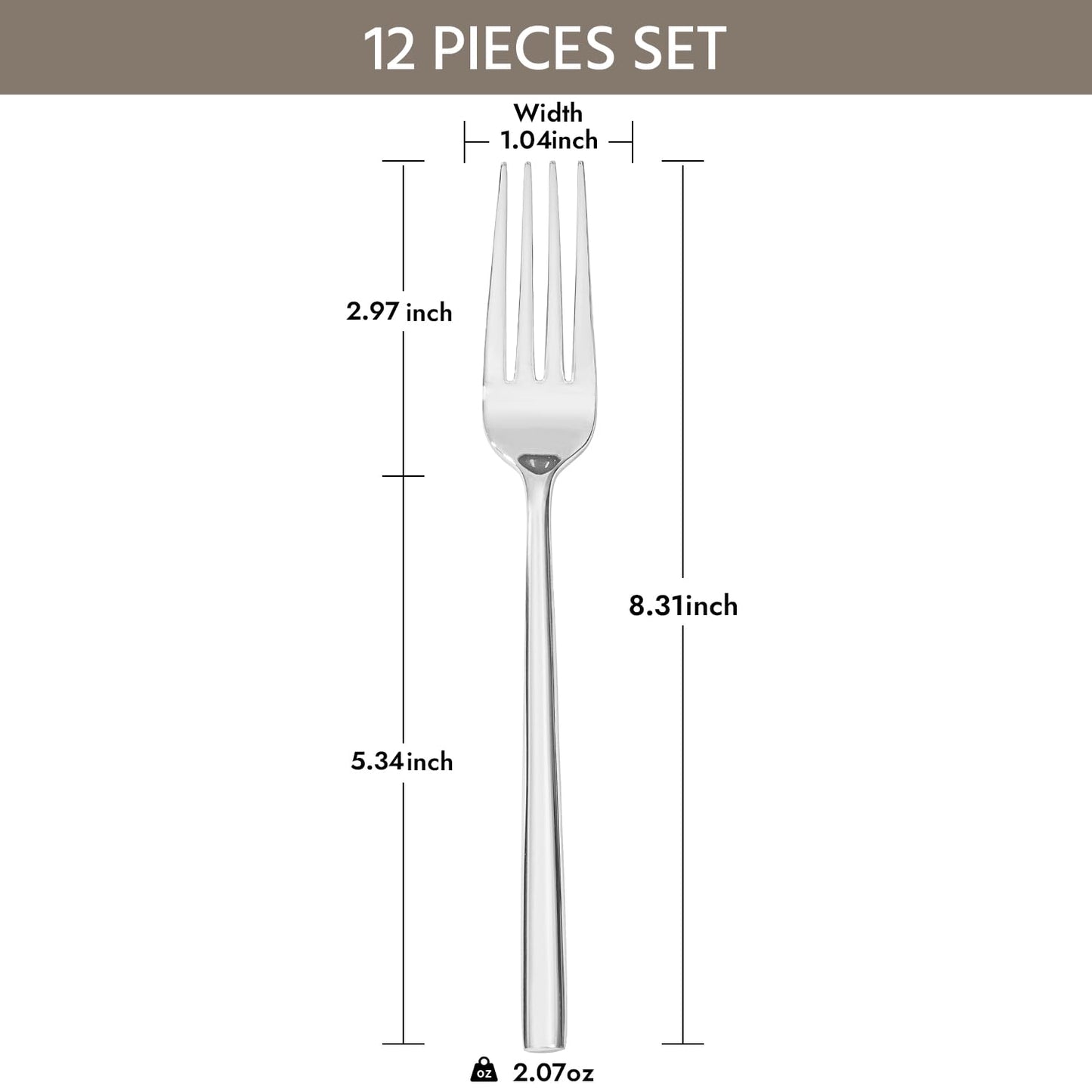 KINGSTONE Dinner Forks Set, 12-Piece Silverware Flatware Cutlery Dessert Forks (8.3-Inch), Forged Food-Grade Stainless Steel, Mirror Finish & Dishwasher Safe, Use for Kitchen, Home, Wedding, Party