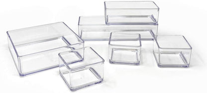 Isaac Jacobs 6-Tray Clear Acrylic Organizer Set, Multi-Purpose Stackable Storage for Makeup, Crafts, Office & More