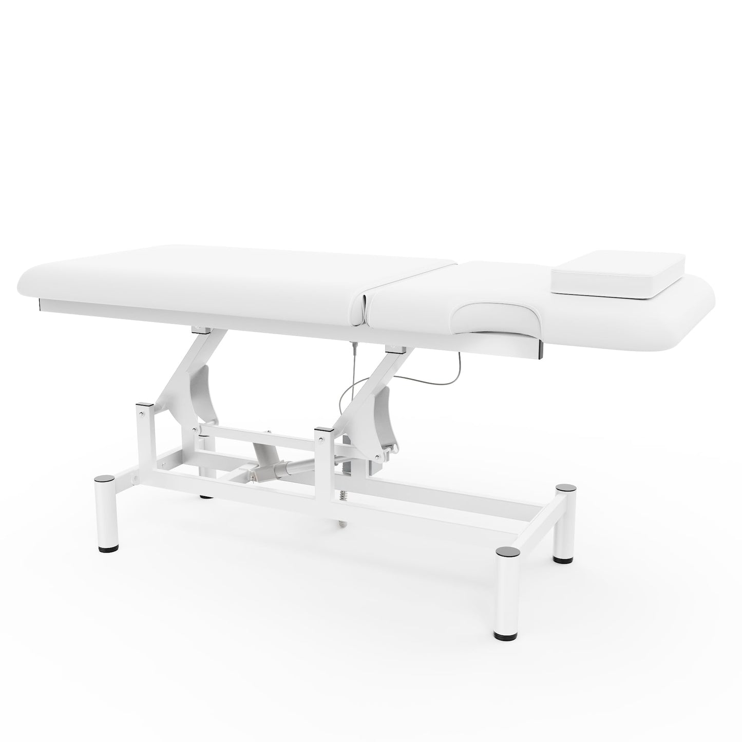 Professional Electric Massage Table, 2 Motors Hydraulic Electric Lift Adjustable Backrest and Height Lifting Functions for Treatment/Physical Therapy/Spinal Massage/Facial Spa/Waxing/Tattooing - White