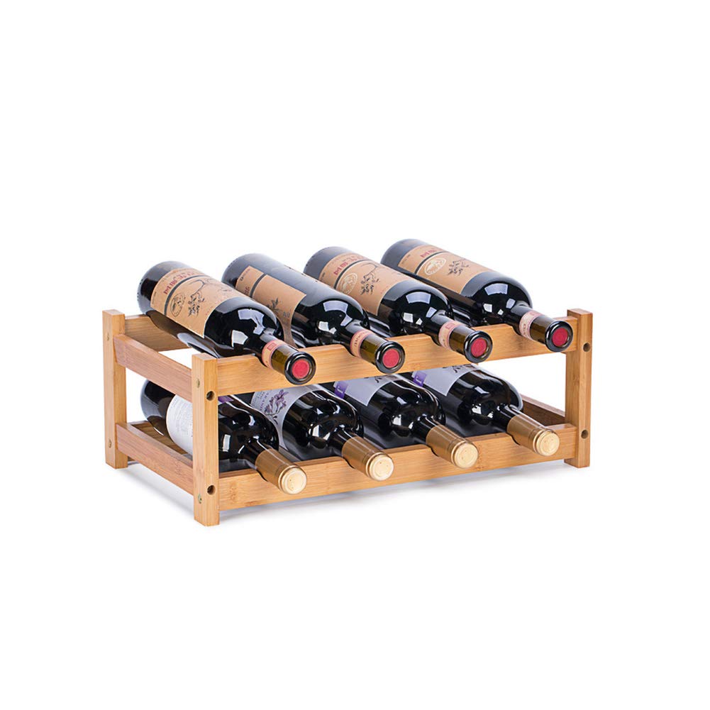FOSTERSOURCE Bamboo Wine Rack - 2-Tier Countertop Display Shelf for 8 Bottles