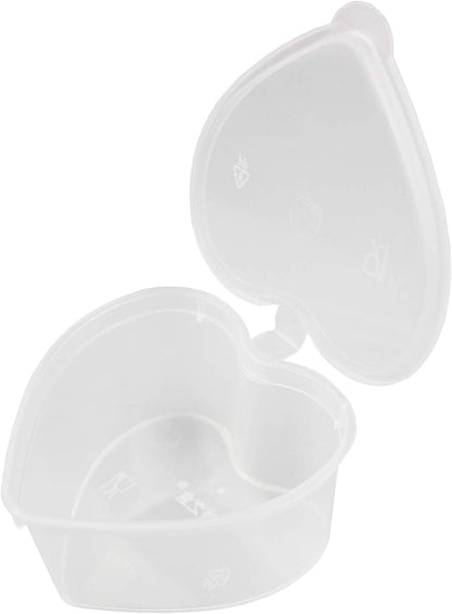 24 Pieces Heart Shaped Slime Storage Containers - 2.4 oz Transparent Small Plastic Box with Hinged Lids
