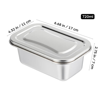 Amosfun Stainless Steel Ice Cream Container 6.69 X 4.33 X 2.75 Inch Sealed Household Freezer Storage Box Multi-Function Fridge Food Container