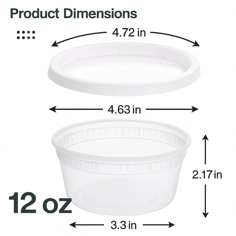 ProTakeOut [12oz-240 Set Plastic Deli Containers with Lids - BPA Free Clear Soup Containers with Airtight Lids, Leak Resistant Food Storage for Meal Prep, Stackable/Microwave/Dishwasher/Freezer Safe