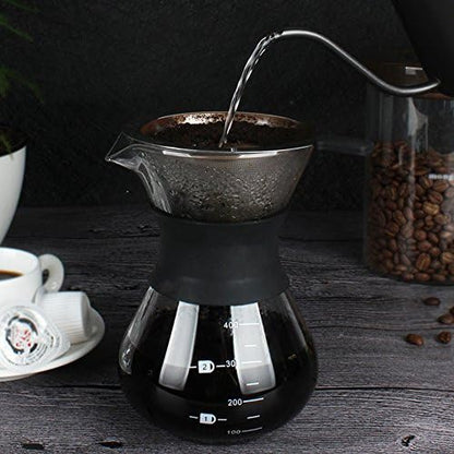 Yosoo 400ml Manual Hand Drip Coffee Maker Pot with Stainless Steel Filter