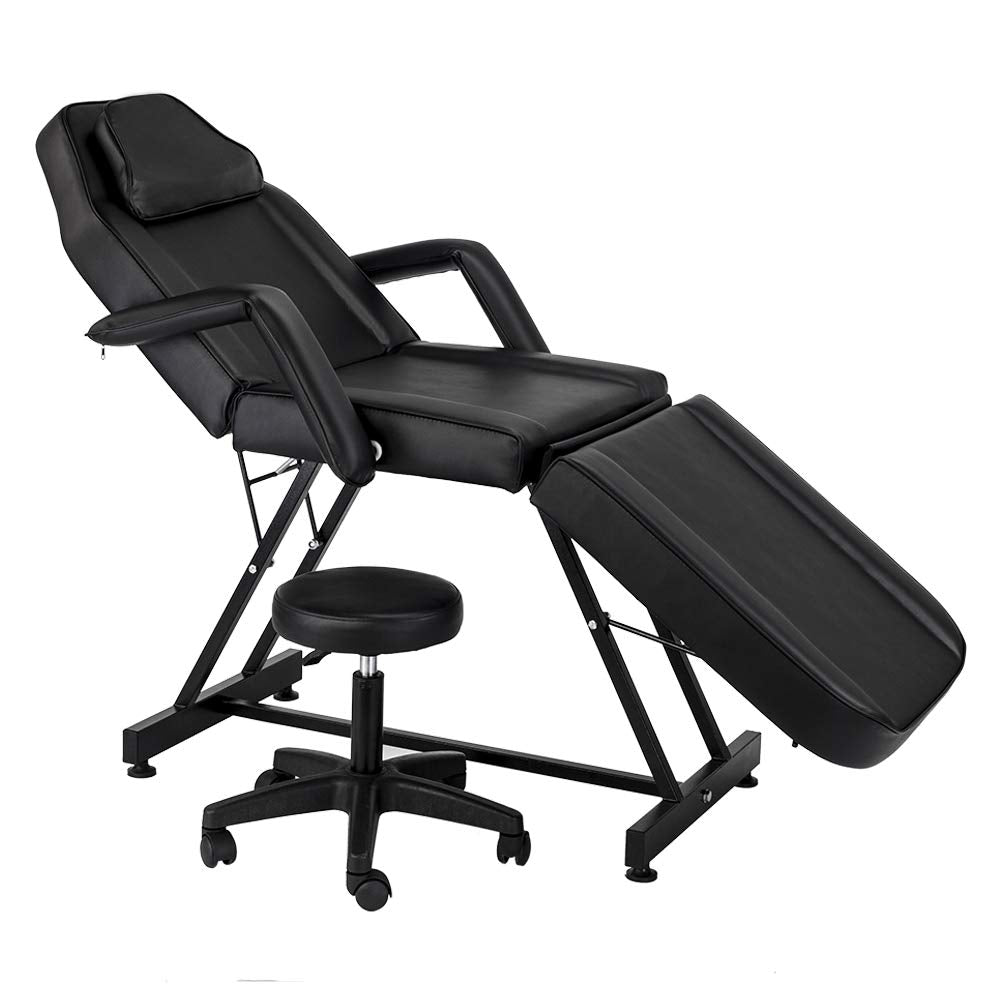 Bazhshxu 72 inches Portable Massage Bed 3 Section Professional Massage Table Height Adjustable Salon Chair Beauty Spa Bed with Adjustable Armrest,Hydraulic Stool
