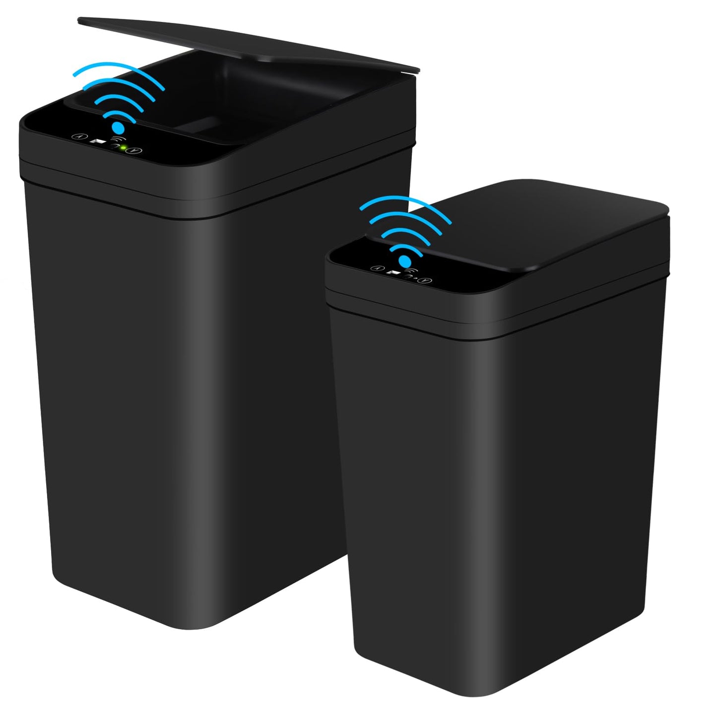 Anborry Bathroom Automatic Trash Can 2 Pack 2.2 Gal & 4 Gal Touchless Motion Sensor Small Garbage Can with Lid Smart Electric Narrow Garbage Bin for Bedroom Office Kitchen (Black)