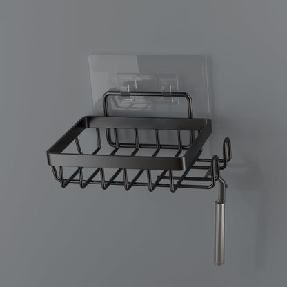 2 Adhesive Soap Bar Holder for Shower Wall, Self Draining Soap Dish Container Caddy Saver with Hooks for Razor Loofah