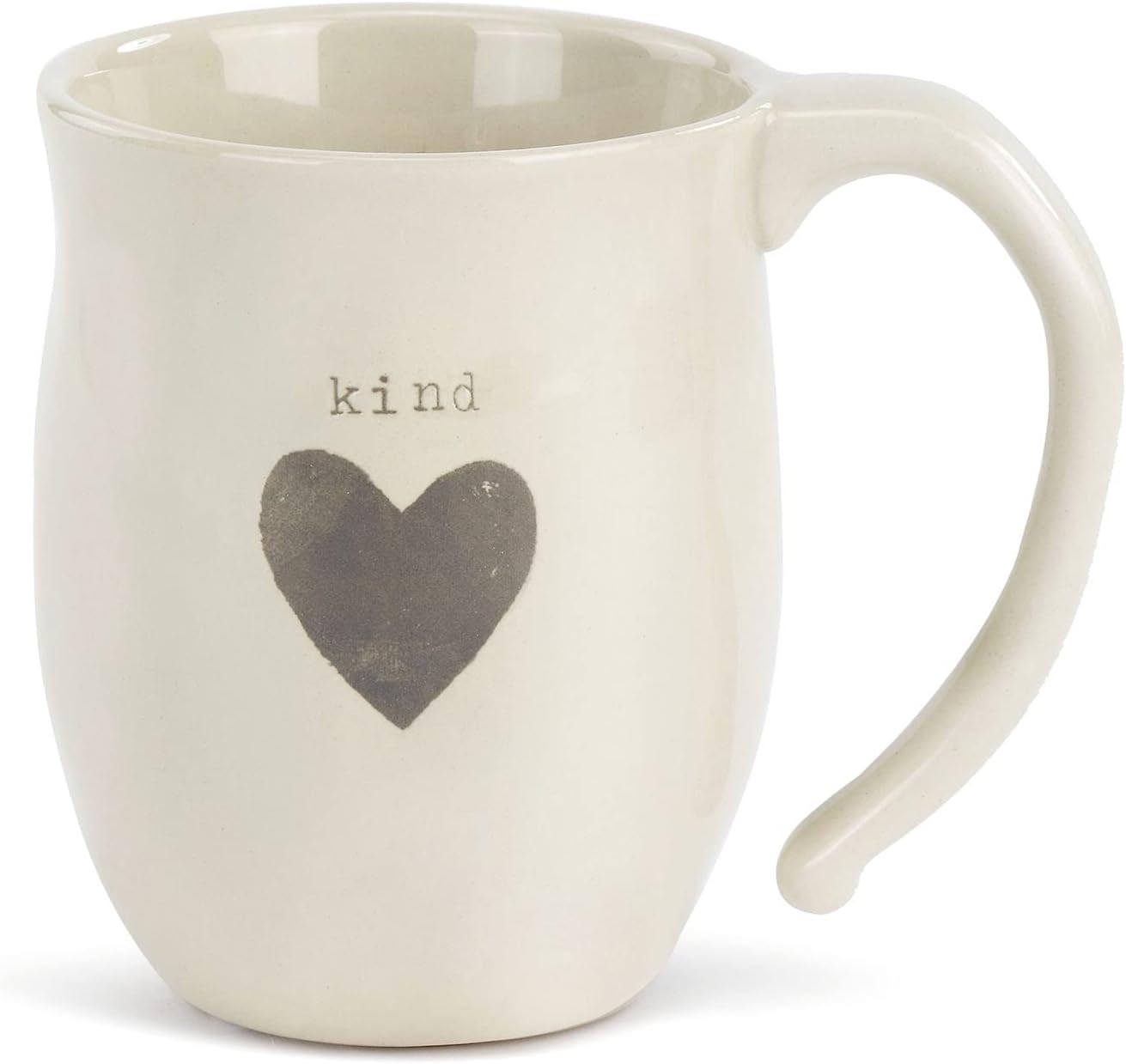 DEMDACO Kind Heart Cream Inspirational Ceramic Stoneware Coffee Mug, 16 Ounce