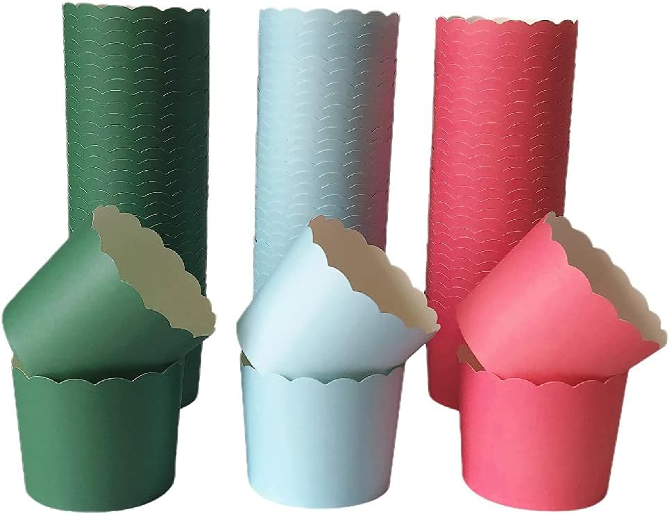 NB Paper Baking Cups 90-Pack, 6 oz Greaseproof Cupcake Muffin Cases, Disposable Wrappers for Parties, Pure Colors