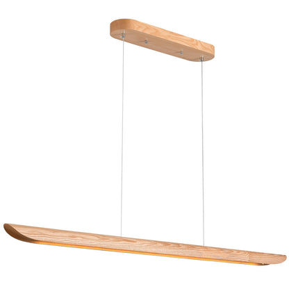 55" Wood Linear Pendant Light, Dimmable Kitchen Island Light with Remote, 40W LED Island Lights for Kitchen, Adjustable Linear Chandelier for Dinning Room Light Fixture, Bar, Pool Table Light Natural