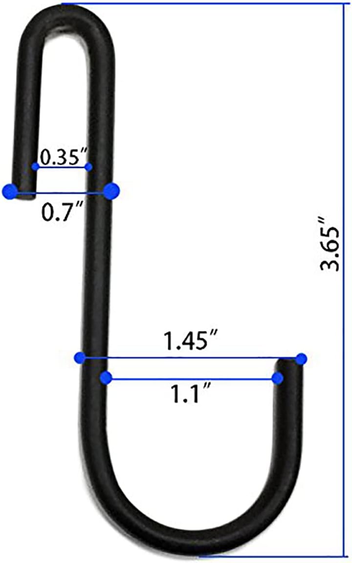 Huji S Shaped Heavy Duty Hanging Hooks for Kitchenware, Set of 6, Black Iron