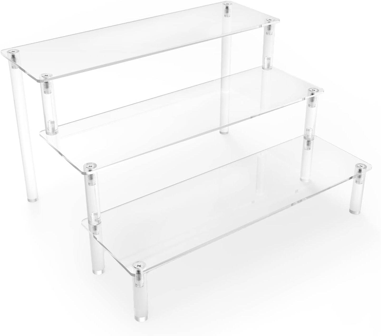 Acrylic Display Risers - Clear 3 Tiered Cupcake Stand for Food Desserts, Mini Shelf for Party, Toys, and Cosmetic