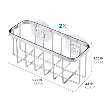 iDesign Gia Stainless Steel Dish Sponge Holder Basket with Suction Cups, Ideal for Kitchen Sinks and Bathroom Organization, 2.25"D x 2.5"W x 5.75"H, Set of 1, Polished