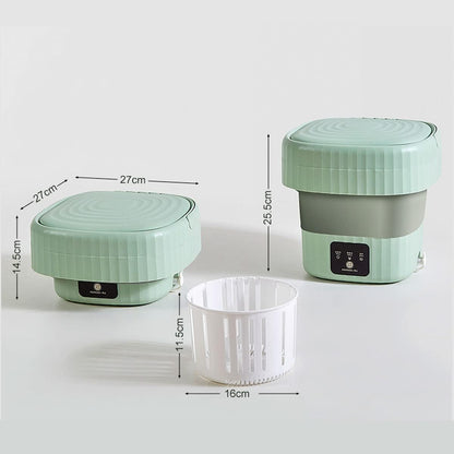 Septpenta 6L Portable Mini Washing Machine with Drain Valve, Foldable Design for Travel, Camping, Baby (Green)