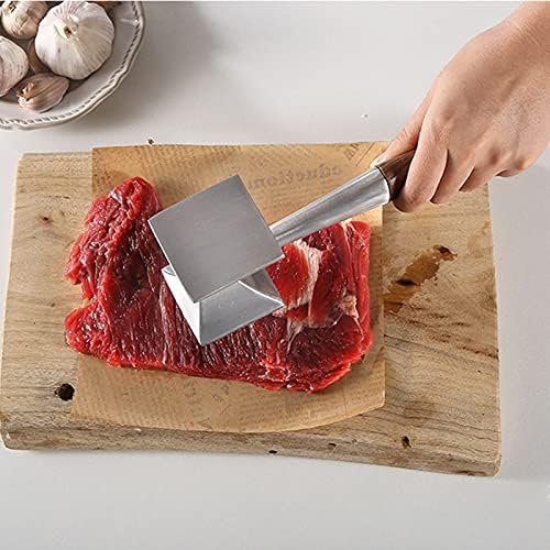 Meat Tenderizer Hammer, Dual-Sided Meat Pounder Tool with Wooden Handle for Steak, Beef, Poultry Mallet