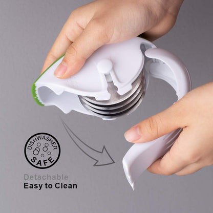 KITCHENDAO 3-in-1 Herb Chopper Mincer Roller Cutter Slicer, Leaf Stripper, Scraper- Retractable for Safe Storage, Detachable for Easy Cleaning, 4 Sharp Stainless Steel Blades, Soft-touch Handle