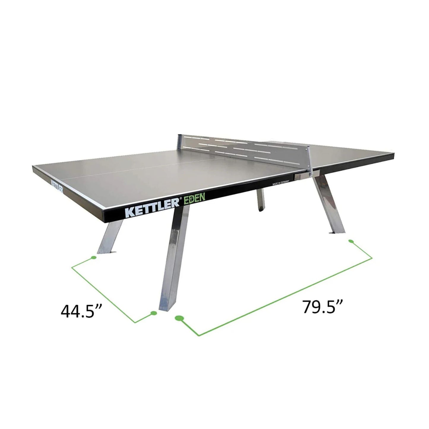 KETTLER Eden Weatherproof Stationary Outdoor Table Tennis Table with Galvanized Steel Legs and Permanent Net and Post System
