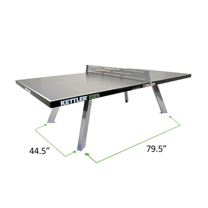 KETTLER Eden Weatherproof Stationary Outdoor Table Tennis Table with Galvanized Steel Legs and Permanent Net and Post System