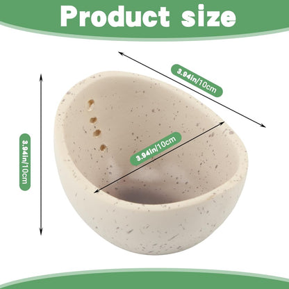 Pottery Herb Stripper Bowl, Handmade Herb Stripper Ceramic Bowl with 4-Slot Different Hole Sizes for Kale, Herbs & Broccoli, Efficient Peeling Off the Leafy Assembly(White)