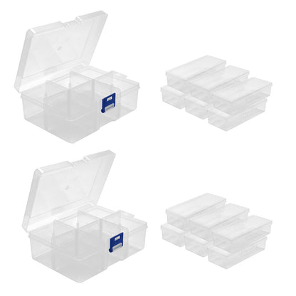 LIGHUFEIC Rectangle Bead Organizer and Storage-12Pcs Clear Plastic Dimond Storage Containers Boxes with Hinged Lid for Jewelry Making, DIY Crafts, and Small Item Storage