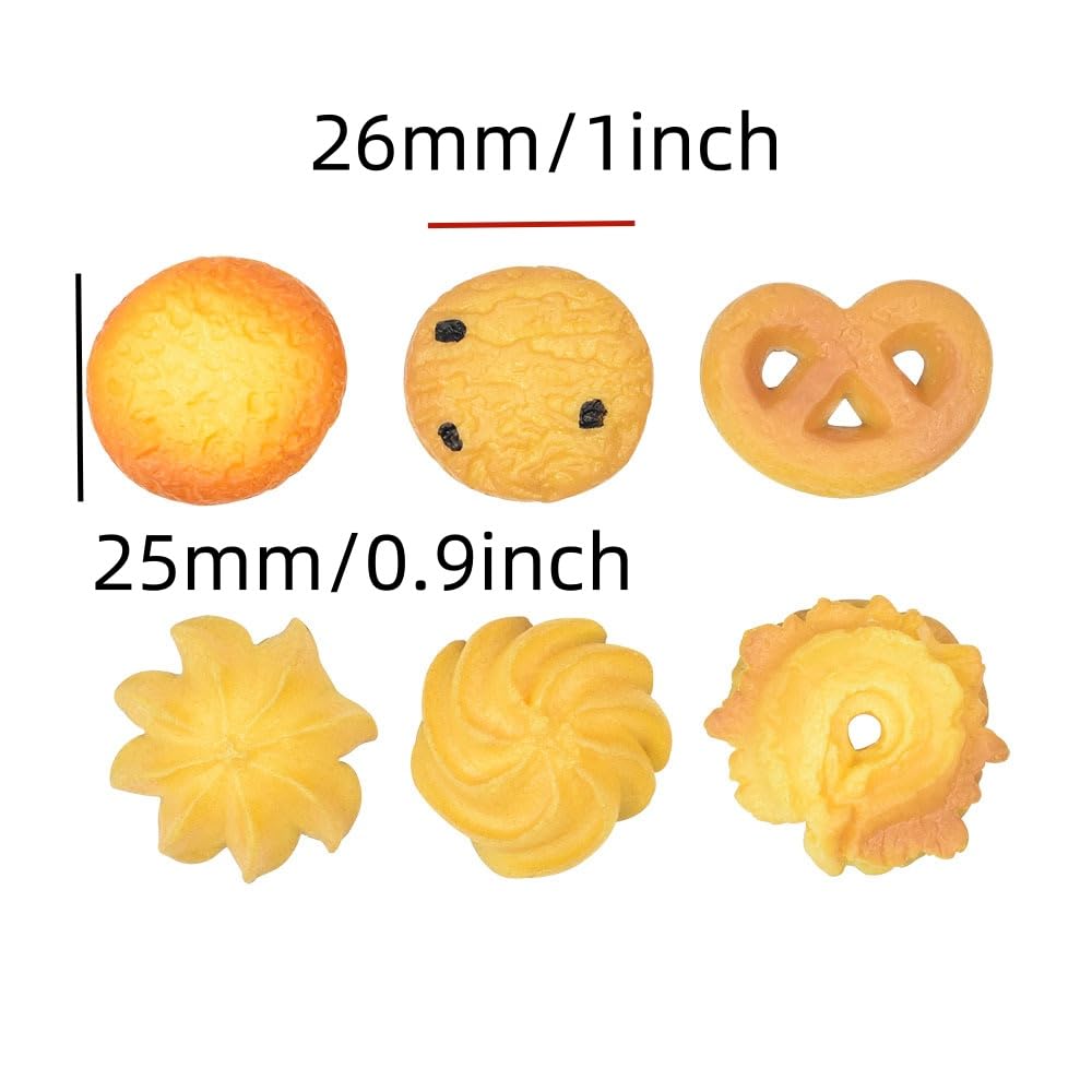 X Hot Popcorn 60Pcs Fake Cookies Mini Fake Cookies Artificial Pastries Food Fake Biscuits Model for DIY Craft Home Kitchen Decor