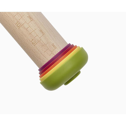 Joseph Joseph PrecisionPin - Rolling Pin with adjustable pastry thickness, Baking and dough rollers, Beech Wood, Multicolor