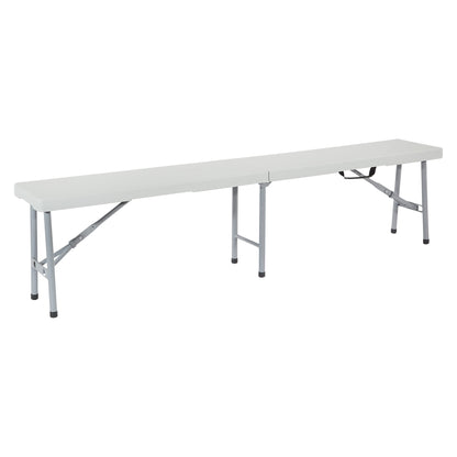 Office Star Resin 6 Foot Folding Bench and 6 Foot Resin Center-Folding Portable Table