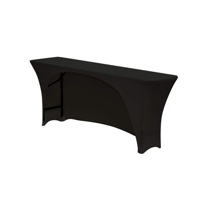 YOUR CHAIR COVERS - Spandex 6 Ft x 18 Inches, Narrow Classroom Open Back Rectangular Training Stretch Tablecloth - Black