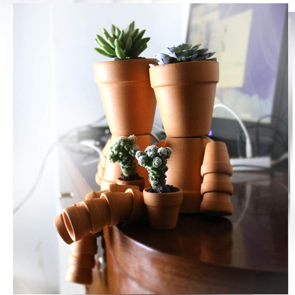 Yishang Mini Terracotta Pots with Drainage Holes - 1.5 Inches Tiny Clay Nursery Pots for Indoor/Outdoor Mini Plants (10