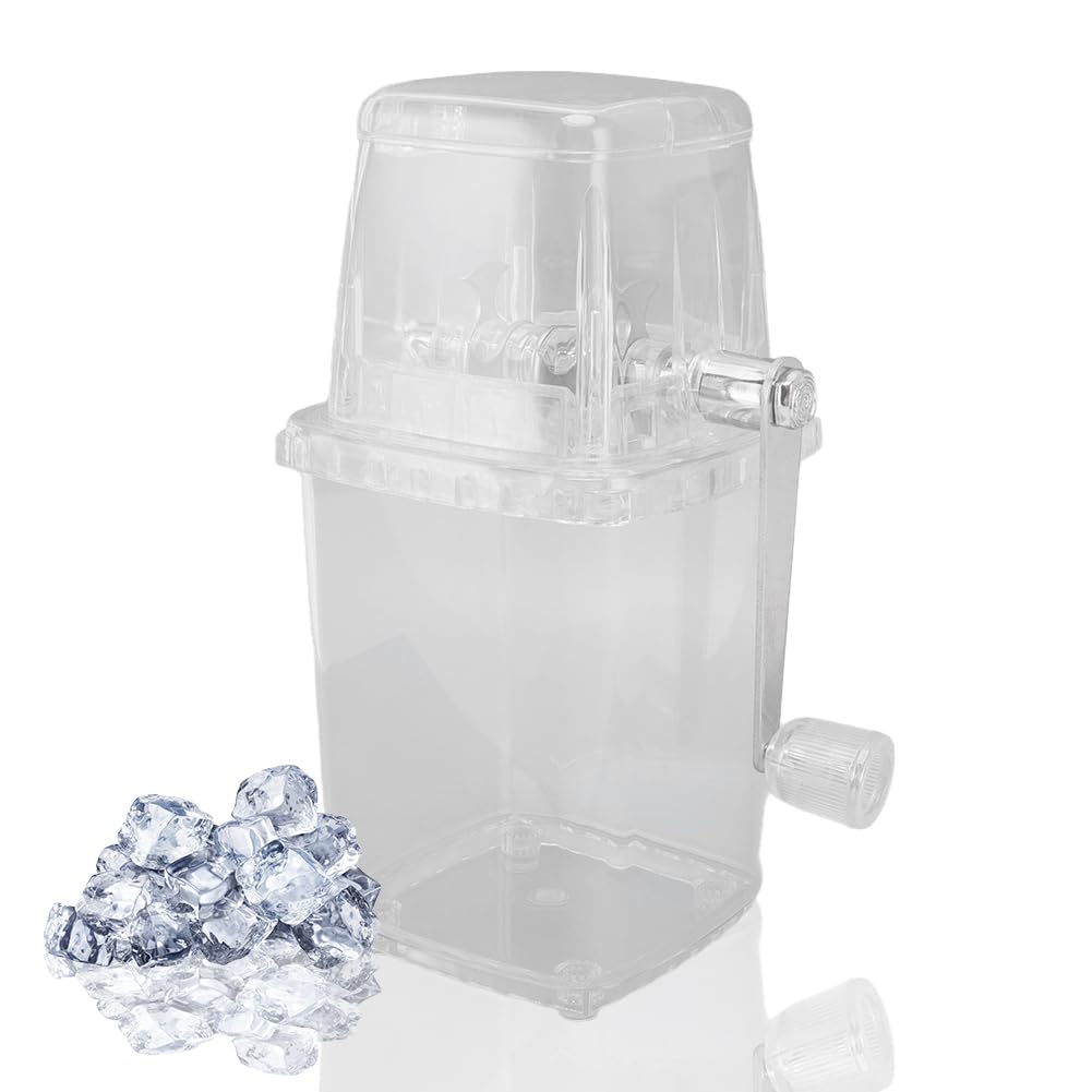 Leopacat Ice Crushers for Home Use, Ice Crusher Machine, Manual Ice Crusher Portable Chopper Transparent Stainless Steel Breaker Making Drinks Machine for Fast Coarse Shaved Fine Chips Ho Transparent