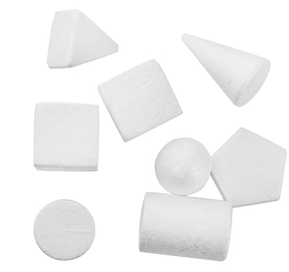 SOUJOY 32 Pack White Foam Shape, 8 Shapes Craft Foam Ball, Kid DIY Art Foam Cone for Home, School Craft Project, Table Centerpiece Flower Arrangement Props