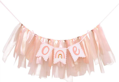 1st Bohemian Birthday Banner - Bohemian Rainbow High Chair Banner, First Birthday High Chair Bunting Decoration, Silent