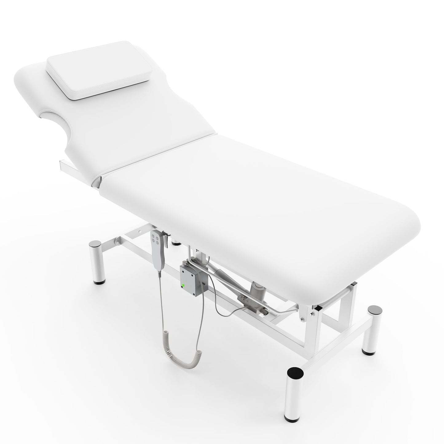 Dolonm 2 Motors Electric Massage Table, Hydraulic Electric Lift Adjustable Backrest and Height Lifting for Treatment, Physical Therapy, Spinal Massage, Facial Spa, Waxing, Tattooing - White