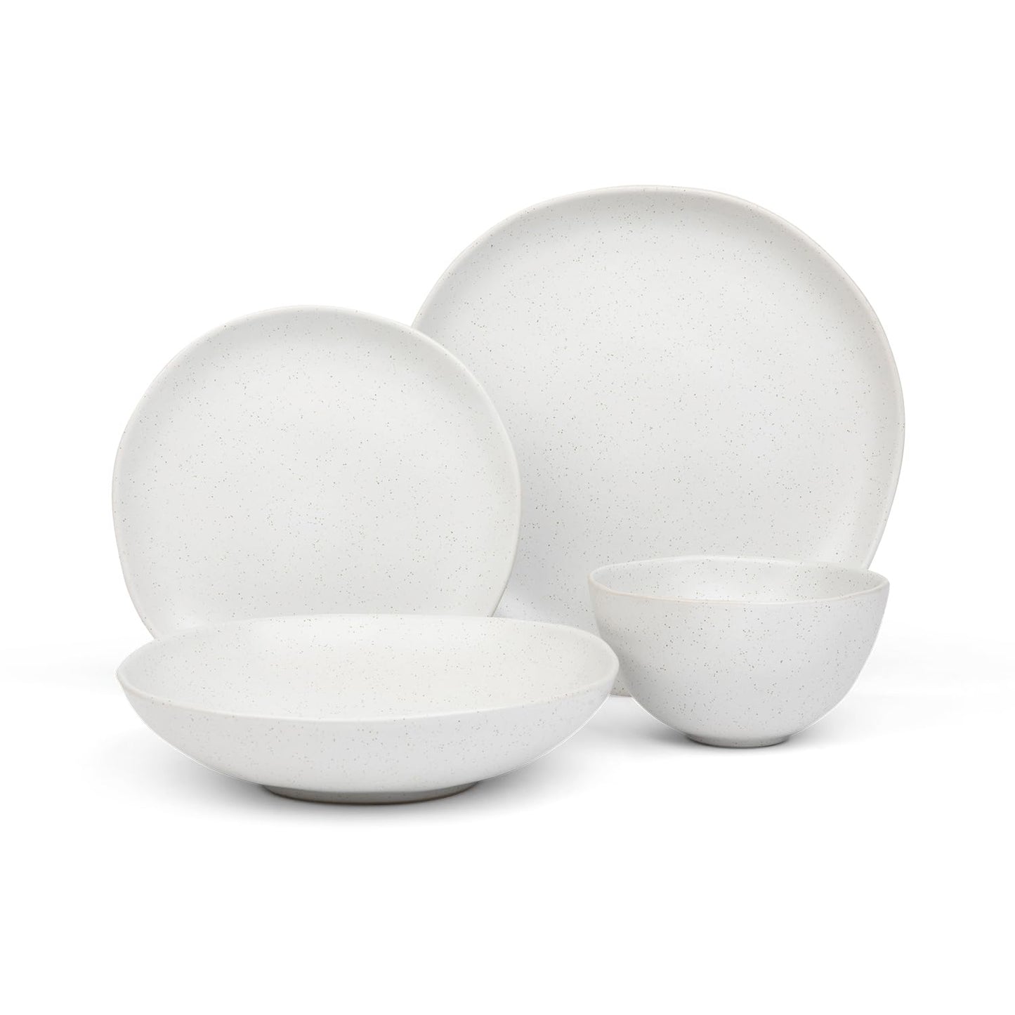 Trasa Home by Larder & Vine, Eco-Friendly High Fired Artisan Stoneware, Organic & Modern Dinnerware, 16 piece set, 4 place settings (Millstone)