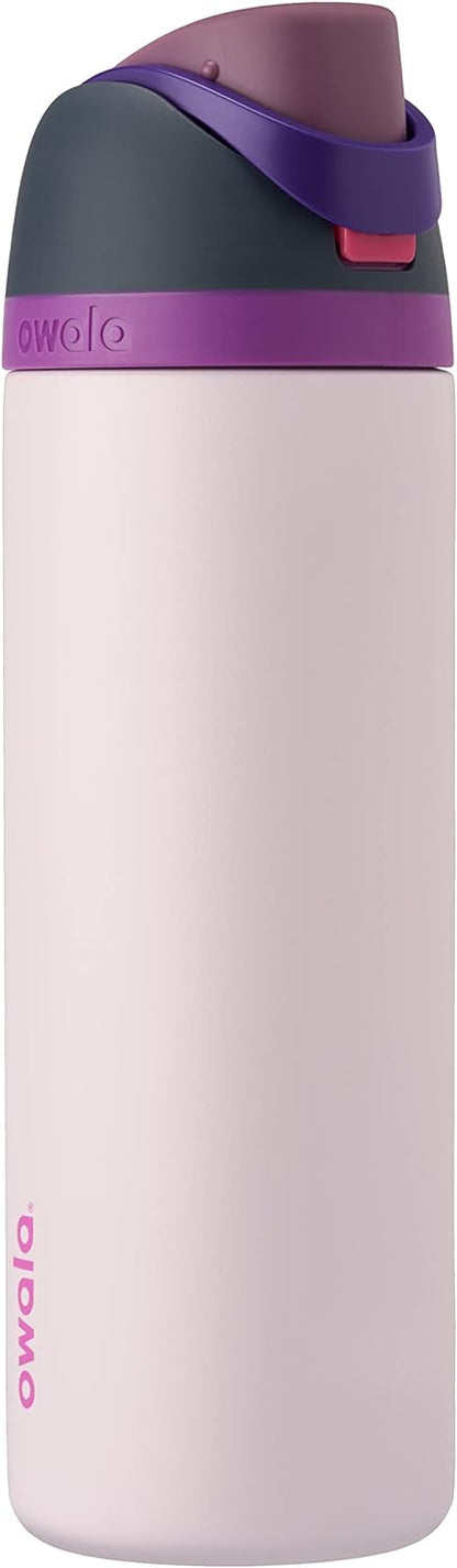 Owala FreeSip Insulated Stainless Steel Water Bottle - Anti-Slip Silicone Boot, 24 Oz, Black