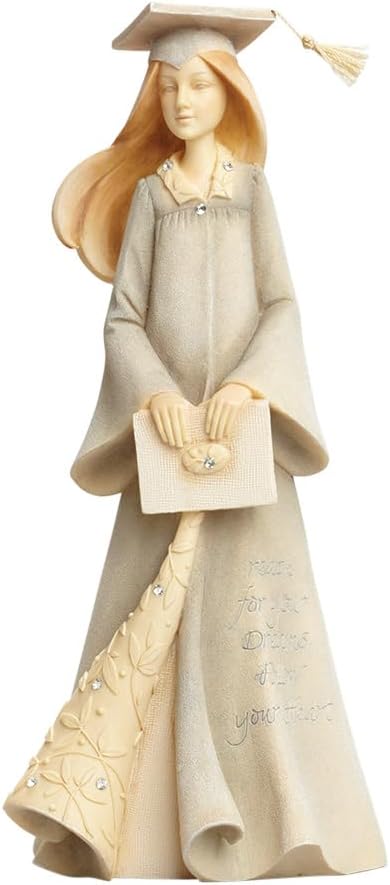 Foundations Stone Resin Figurine, Graduation Girl, 7.68”