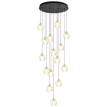 ABTTOI 16-Lights High Ceiling Chandelier H130 Modern Chandeliers LED High Ceiling Pendant Light Bubble Crystal Chandelier for Foyer Hallway Stairwell Black Adjustable Long Lights Fixture