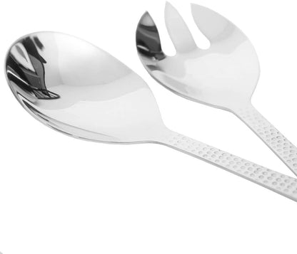 Home Basics 2 Piece Hosting Serving Set, Stainless Steel with Hammered Finish Handles, Silver (1).