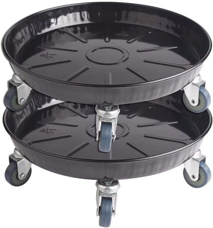 ARTLINE Round Plant Stand with Lockable Wheels, Heavy Duty for Indoor Outdoor, Large Rolling Dolly Planter Caddy on