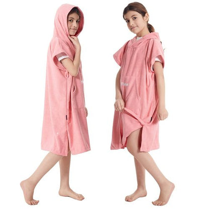 Hiturbo Kids Changing Towel Poncho: Quick Dry Absorbent Bath Towels Hoodie - Microfiber Swim Surf Poncho for Beach Pool Swimming Surfing - Pink