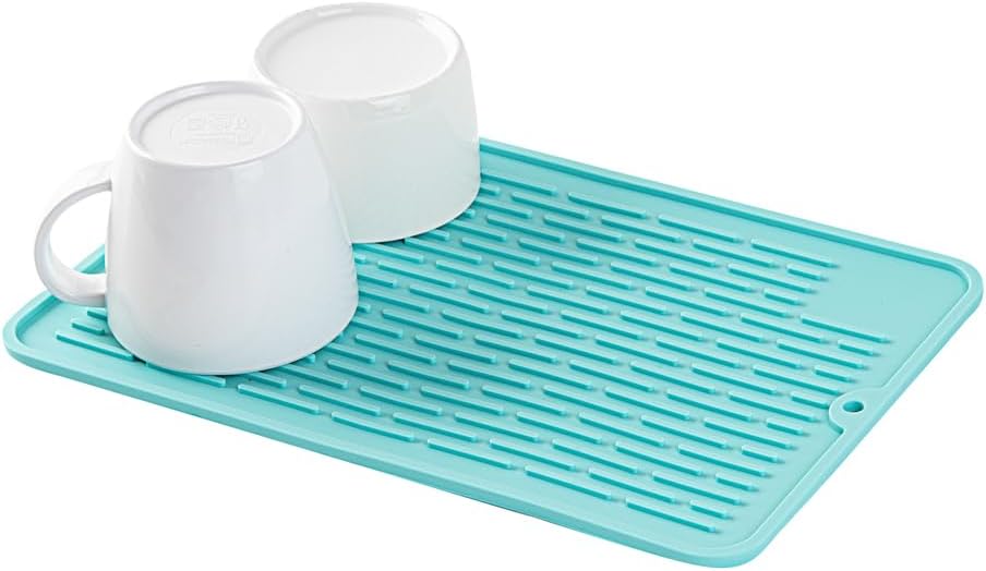 Restaurantware Small Countertop Drying Mat, 11.8 x 7.9 Inch, Food-Grade Dish Drainboard with Ribbed Design