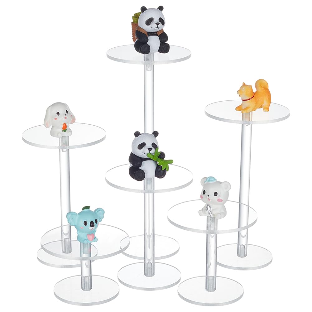 FINGERINSPIRE 6 Pcs Flying Miniatures Acrylic Display Stand 6 Sizes Flying Miniatures Combat Riser Round Clear Flight Acrylic Stands for Tabletop RPG Board Miniatures Small Figures Flight Display