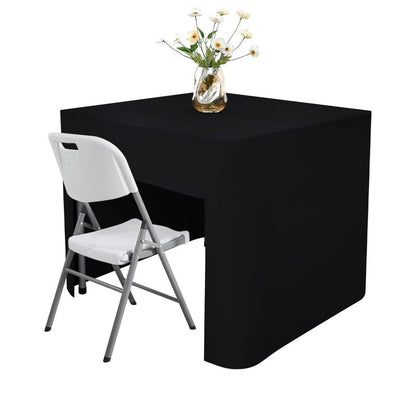Nacuci 34X34 Inch Black Square Fitted Tablecloth Open Back Fitted Table Cloth Washable Polyester for Folding Table Display Trade Show Party Wedding Banquet Birthday