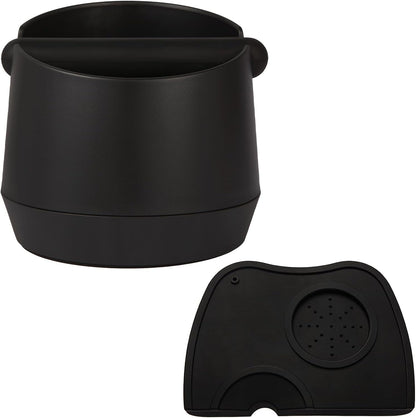 6 Inch Large Capacity Espresso Knock Box Tamping Mat, Espresso Machine Accessories Set of 2 with Removable Knock Bar